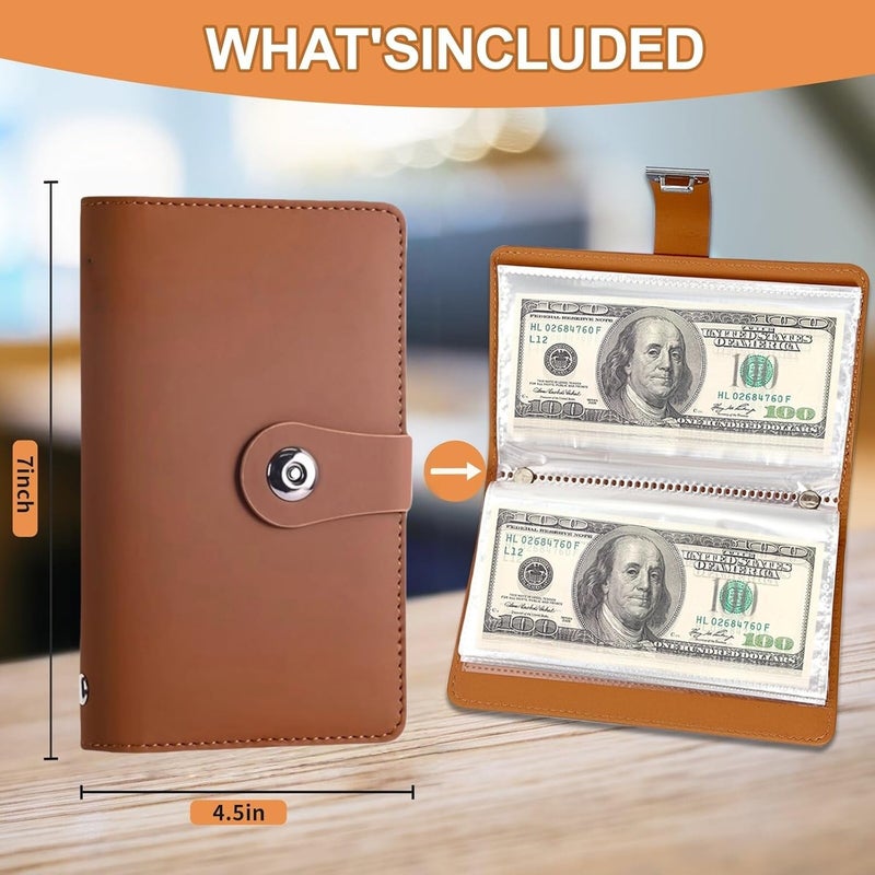 SUSOYAOCHEN 100 Envelope Challenge Binder with Lock, Savings Challenges Book with Envelopes,Envelopes Money Saving Challenge Savings Binder Successfully Reach Your Savings Goals (Brown A) - Image 2
